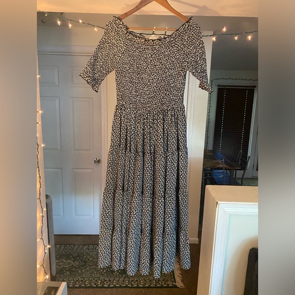 Orange Creek Lost Angeles Smocked Off the Shoulder Midi Dress Cottagecore - Picture 1 of 5